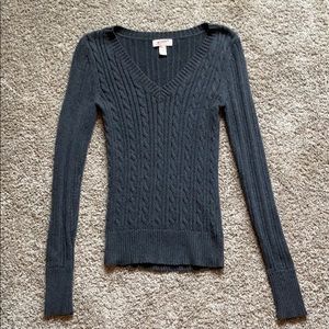 V-neck cable knit sweater